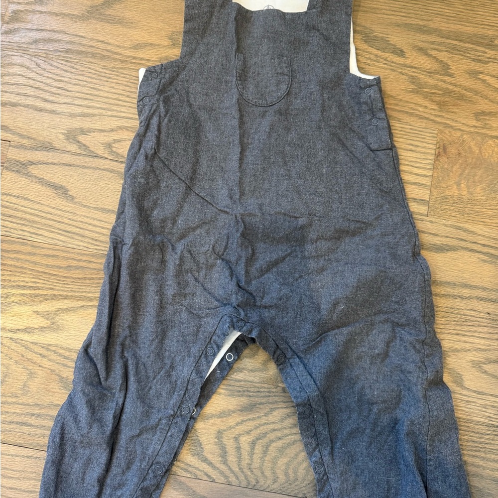 Petit Bateau Gray and Cream Overalls